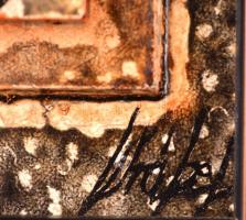 Wrábel Erzsébet (1959-): Tagolt térrendszer. Gipsz, olaj. Jelzett, 17x18 cm Keretben