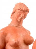 Kerényi Jenő (1908-1975): Könyöklő akt. Terrakotta, kopás nyomokkal, jelzett, m:25 cm, h:32 cm