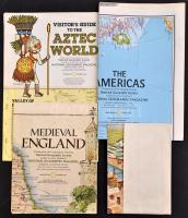 cca 1979-1980 Vegyes térkép tétel, 4 db: Közte 3 db National Geographic térkép (Aztec World, Medieval England, The Americas), valamint 1 db Firenze térkép, változó állapotban, különféle méretben.