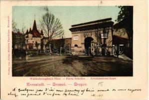 1902 Brassó, Kronstadt, Brasov; Árvaház utcai kapu. Julius Müllers Nachfolger / Weisenhausgässertor / Orphanage street gate