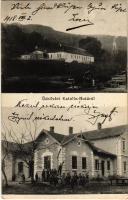1918 Katalinhuta, Katarínska Huta (Szinóbánya, Cinobana); vasútállomás, Üveggyári kastély / Bahnhof / railway station, glass factory castle