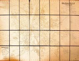 1950 Budapest térképe. 1: 25.000. Bp., Honvéd Sajtó és Lapkiadó Vállalat, (Offset-ny.), vászonra kasírozva, egy szelvényen kis sérüléssel, 147x114 cm.