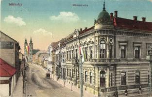 1917 Miskolc, Szemere utca, magyar zászló, üzlet (Rb)