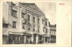 Miskolc, Első Magyar Általános Biztosító Társaság fiókja, Hungaria áruház, Salgó Ármin üzlete, Singer Sándor Kobrak cipők raktára. Kiadja Ferenczi B. (EB)