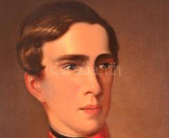 cca 1850 Jelzés nélkül: Az ifjú Ferenc József. Olaj, vászon, restaurált, keretben,  93×74 cm / cca 1...