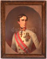 cca 1850 Jelzés nélkül: Az ifjú Ferenc József. Olaj, vászon, restaurált, keretben,  93×74 cm / cca 1...