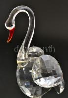 Fújt kristály flamingó, jelzés nélkül, alján nagyon apró csorbával, m: 22,5 cm