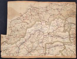 cca 1900 A magyar korona országainak posta- és távirdatérképének 5 db szelvénye. Tervezte: Oberhäuse...