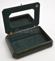 Balerinás modern fa doboz, ezüst tetővel, bőr belsővel, jelzett,  20×14 cm