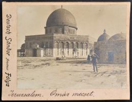 cca 1900 Deutsch Sándor, fólyai amatőr fotós: Jeruzsálem, Omár mecset. Fotó kartonon. 13x10 cm