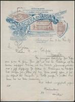 1899 Bp., Paschka és Társa Cs. és Kir. Acélpléh- és Fa Gördülő Redőnyök stb. Gyárának díszes fejléces levélpapírjára írt levél