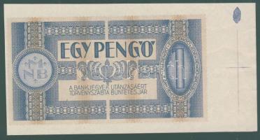 1938. 1P baloldali ívszél illesztőkereszttel (elől és hátul) + színpróbával T:I ívszélen gyári gyűrő...