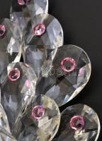 Fújt kristály páva, jelzés nélkül, alján nagyon apró csorbával, m: 15 cm