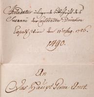 1786 Karlstadt graf Karl von Caramelli tábornok saját kézzel aláírt levele háborús ügyben / Autograp...