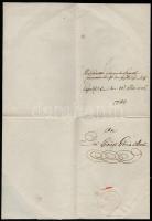 1786 Graf Karl von Caramelli lovassági tábornok saját kézzel aláírt levele háborús ügyben az aradi e...