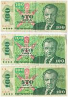 Csehszlovákia 1989. 100K (3x) T:III  Czechoslovakia 1989. 100 Korun (3x) C:F