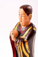 Keleti? szobor, festett fa, kopásokkal, m: 28 cm