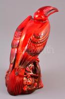 Zsolnay ökörvérmázas Buceros bicornis (nagy szarvascsőrűmadár), formába préselt porcelánfajansz, jel...