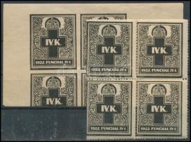 1922 IV. Károly gyászbélyeg négyestömb, vágott ívtöredék
