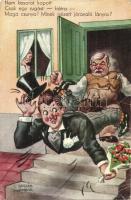 5 db régi humoros motívumlap, közte több Kaszás Jámbor szignált lap / 5 pre-1945 humour motive cards...