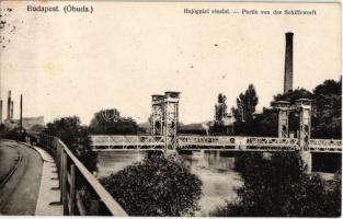 1913 Budapest III. Óbuda, Hajógyári részlet, híd. N.M. Bp. / Partie von der Schiffswerft