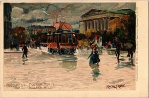 Budapest VIII. Múzeum körút, villamos. Kuenstlerpostkarte No. 1934. von Ottmar Zieher, litho s: Raoul Frank