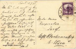 1931 Súr, Községháza, Szeszgyár, Evangélikus templom, Levitusz Gyula üzlete