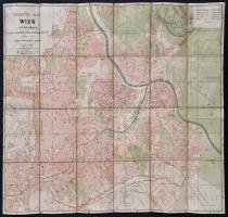 Neuester Plan von Wien in IX Bezirken. mit der neuesten Strassenbezeichnung. Carl Gerolds Sohn, 1868. Wien. Bécs térképe a kerületekkel vászonra kasírozva. 45x47 cm