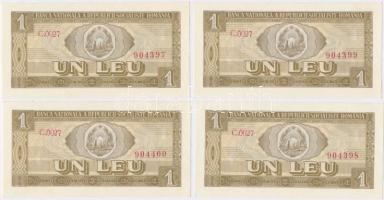 Románia 1966. 1L (4x) sorszámkövetők T:I Romania 1966. 1 Leu (4x) sequential serials C:UNC Krause 91.a