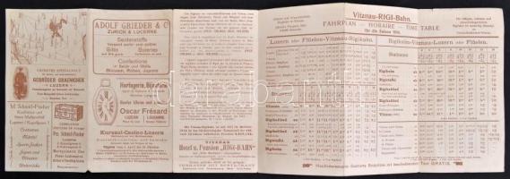 cca 1900 die Rigi Bahn vasútvonal menetrend és litho képes ismertető / schedule with litho images
