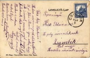 1939 Csolnok, Szentháromság tér és szobor (ázott / wet damage)