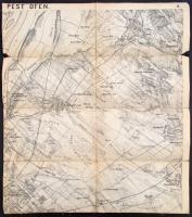 cca 1850 É-Ny Pest és környékének térképe. Angyalföld, Városliget, Fót. Vásznon. 43x50 cm