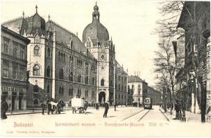 Budapest IX. Üllői út, Iparművészeti Múzeum, Gyógyszertár, villamos , hirdetőoszlop. Taussig Arthur 5105. (r)