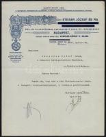1927 Steiner József és Fia Gőz- és Villanyüzemre Berendezett Käks- és Tápszergyár fejléces levélpapírjára írt levél