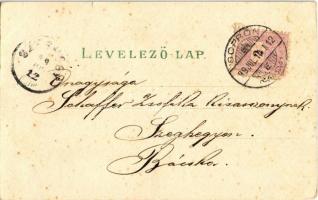 1899 (Vorläufer!) Sopron, színház. Kummert L. No. 70. Art Nouveau, floral, litho (kis szakadás / sma...