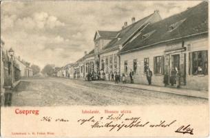 1902 Csepreg, Iskola tér, Hosszú utca, Kohn Sándor üzlete