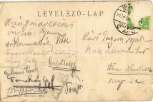 1911 Sopron, Várkerület, villamos, Dürböck szobafestő reklámja a házfalon, Brüder üzlete. Kummert L....