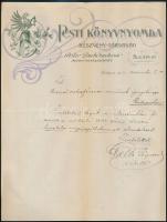 1904 Bp., Pesti Könyvnyomda Részvénytársaság díszes fejléces levélpapírjára írt levél