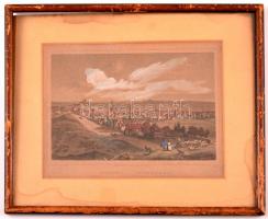 Ludwig Rohbock (1820-1883): Soprony(!) / Oedenburg, színezett acélmetszet, papír, foltos, paszpartub...