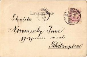 1898 (Vorläufer!) Miskolc, Minorita és görög templom, Városi bérház, Erzsébet fürdő. Gedeon és Társa...