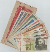 14db-os vegyes külföldi bankjegy tétel, közte Csehszlovákia 1944. 500K T:III,III- ly. 14pcs of various banknotes, including Czechoslovakia 1944. 500 Korun C:F,VG hole