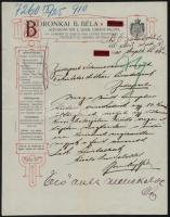 1910 Boronkai B. Béla Császári és Királyi Fhgi Udvari Fényképész szecessziós levélpapírjára írt levél
