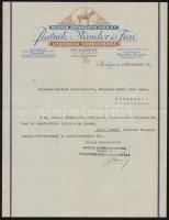 1934 Bp., Piatnik Nándor és Fiai Magyar Játékkártyagyár Rt. fejléces levélpapírjára írt levél