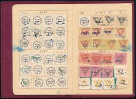 1947 Magyar Orvosok Szabad Szakszervezete tagsági igazolvány bélyegekkel