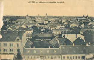 Győr, látkép a városház tornyáról, templomok. 2050 B. (felületi sérülés / surface damage)