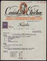 1930 Bp., Czeizel és Elischer szobafestő és díszítőfestő díszes fejléces számlája, okmánybélyeggel