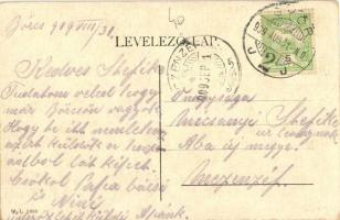 1909 Győr, Rába híd, Papnevelde, templom, Pannonia Könyvnyomda, uszályok, rakpart. W. L. 2088. (EK)