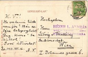 1911 Zsombolya, Hatzfeld, Jimbolia; Jemelka Ferencz szálloda és vendégfogadó. W.L. Bp. 6642. / hotel...