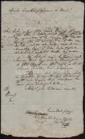 1821 Komárom vármegye főszolgabírája által írt levél viaszpecséttel