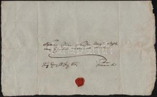 1821 Komárom vármegye főszolgabírája által írt levél viaszpecséttel